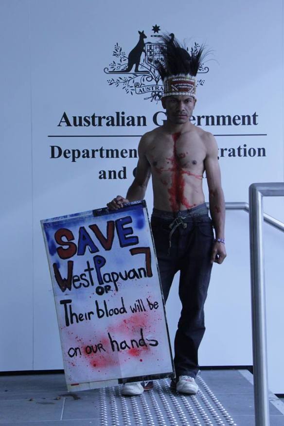 West Papuan protester at DIAC in Melbourne on 1st of October